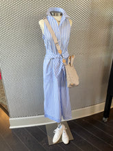 Long Ellis Dress- Blue Dobby Stripe