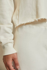 Kokomo - beach fleece cut off hoodie bright ivory