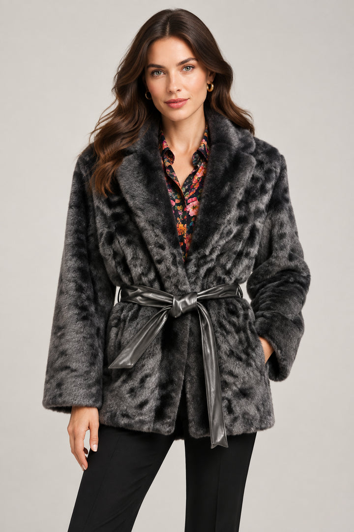 Evie Faux Fur Jacket in Black