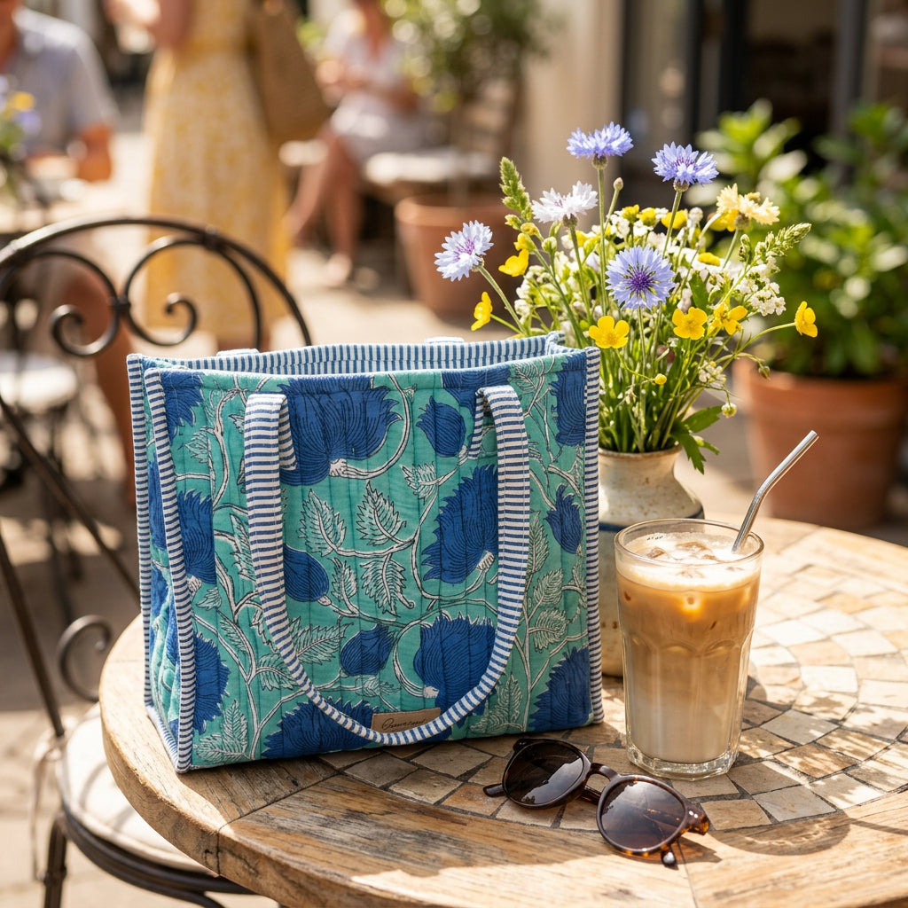 Small Tote in Blue Floral