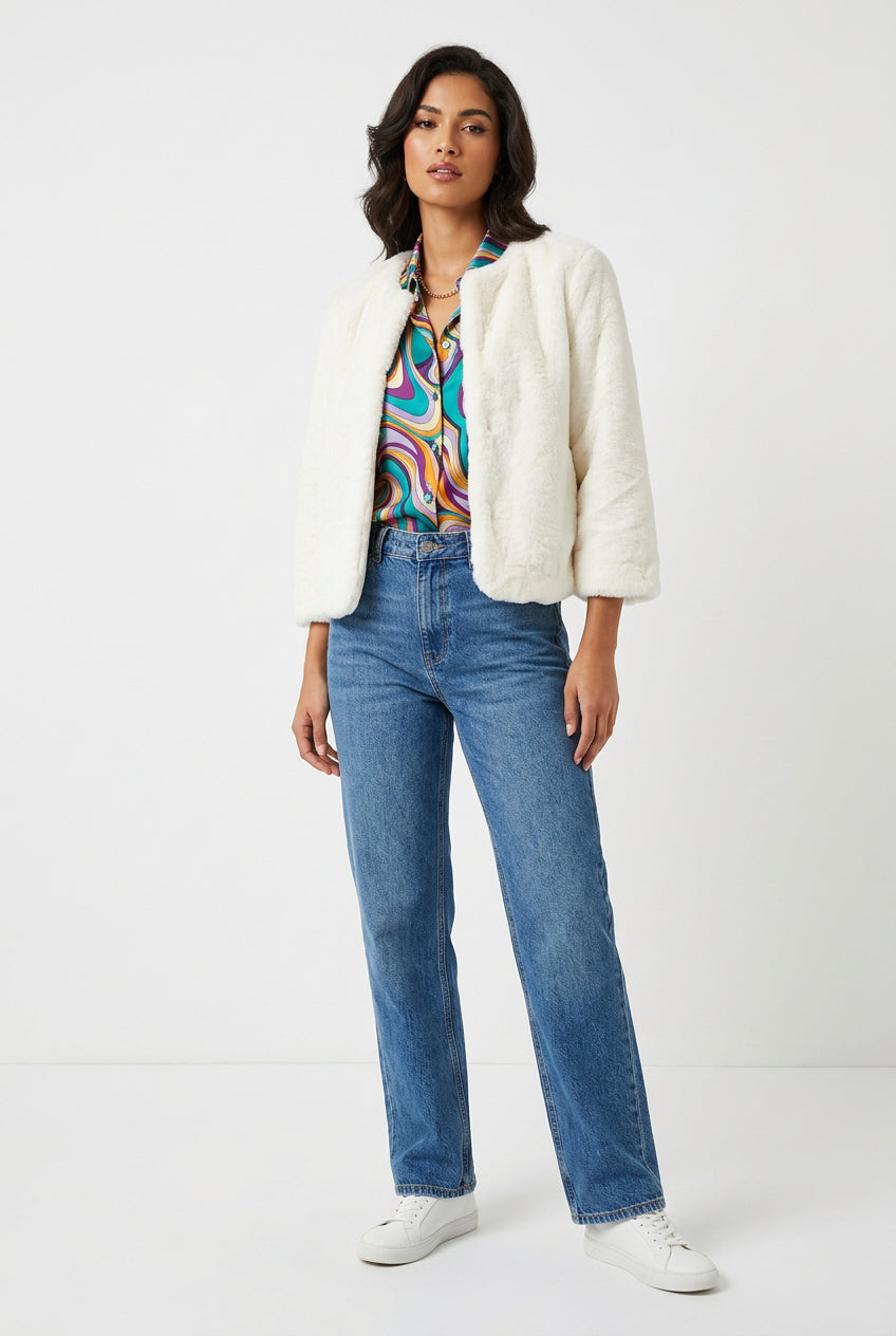 Aspen Faux Fur Solid in Ivory