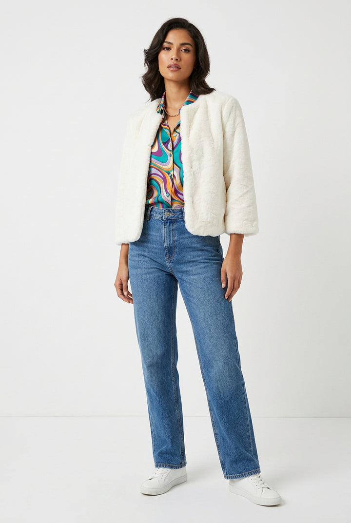 Aspen Faux Fur Solid in Ivory
