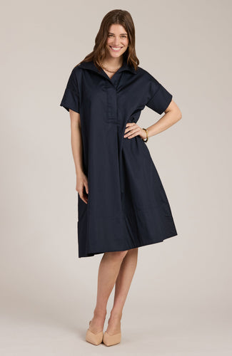 Addie Midi Shirt Dress - Navy