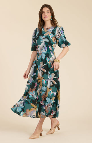 Frankie Silk Watercolor Floral Dress - Multi