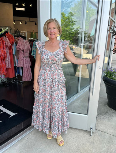 Alex Midi Dress - Peach Burst