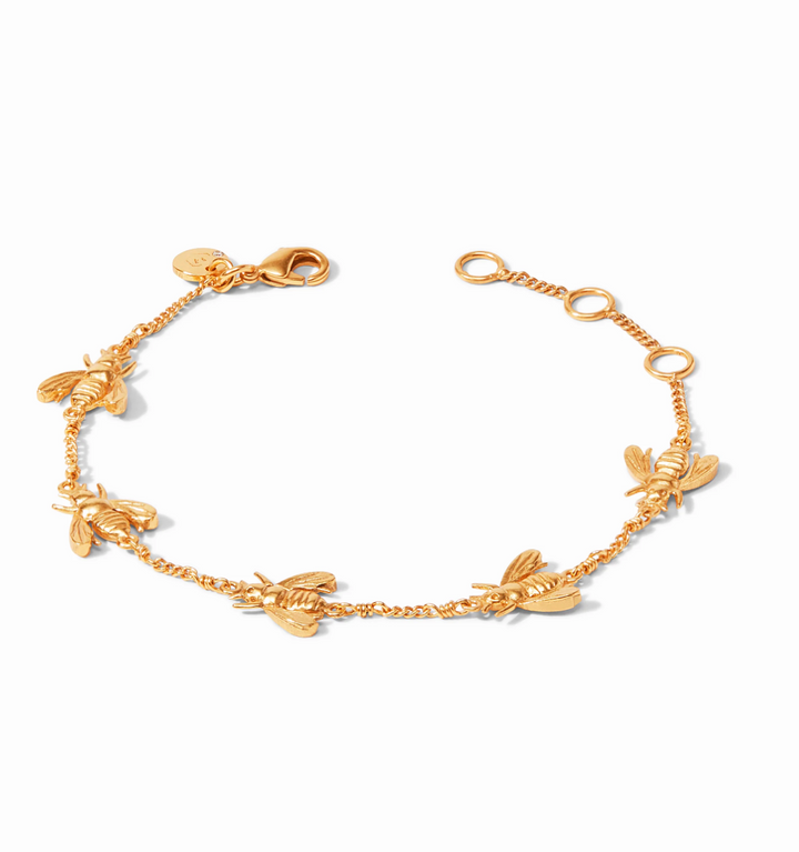 Julie Vos Bee Delicate Bracelet, flat lay product view from opposite angle showing clasp and extender chain