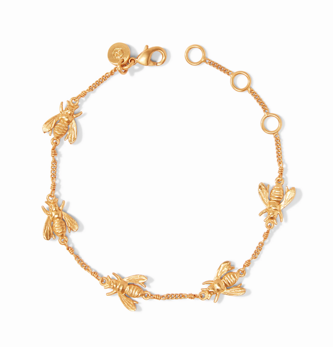Julie Vos Bee Delicate Bracelet, flat lay product view showing full bee station layout