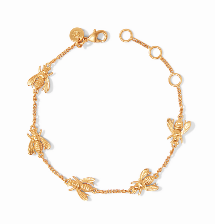 Julie Vos Bee Delicate Bracelet, flat lay product view showing full bee station layout