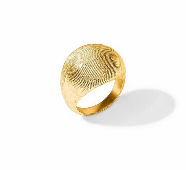Julie Vos Cobblestone Bombe Ring, product shot on white background, angled top-down view showing full dome shape and ridged finish.
