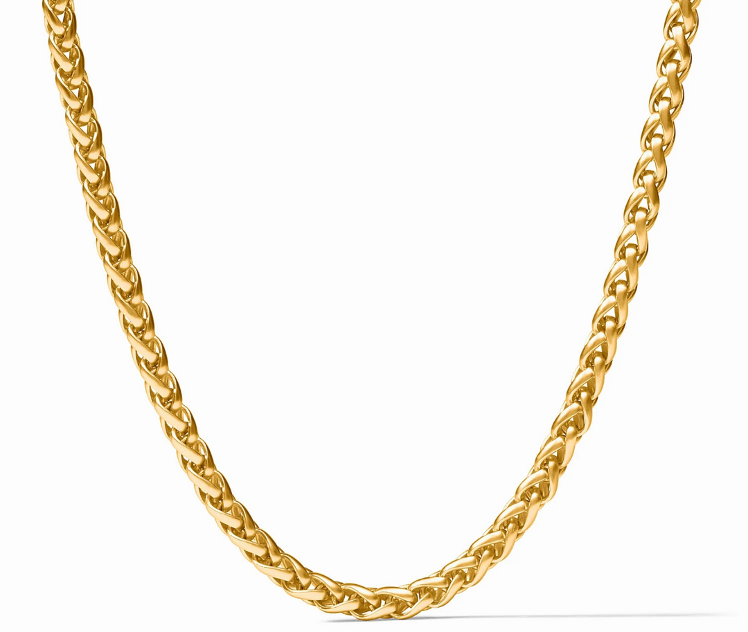 Julie Vos Cobblestone Link Necklace, product shot close-up of wheat-link chain against white background.