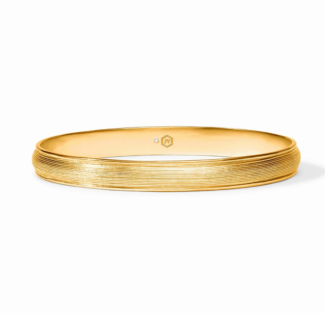 Julie Vos Cobblestone Stacking Bangle Bracelet, three-quarter product view showing striated texture