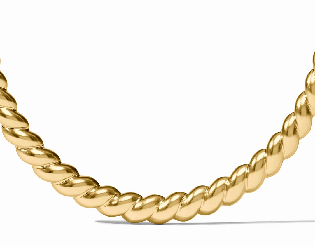 Julie Vos Ravello Collar Necklace, product shot close-up of twisted rope-link chain against white background.