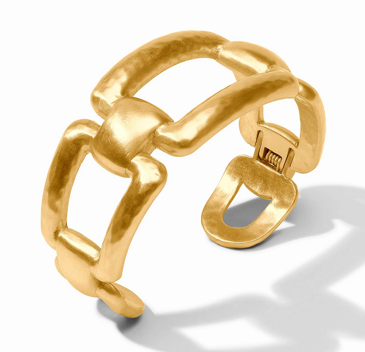 Julie Vos Sahara Cuff Bracelet, three-quarter product view showing hinge and clasp detail