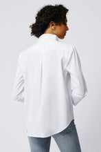 Greta Placket Front Shirt - White Stretch
