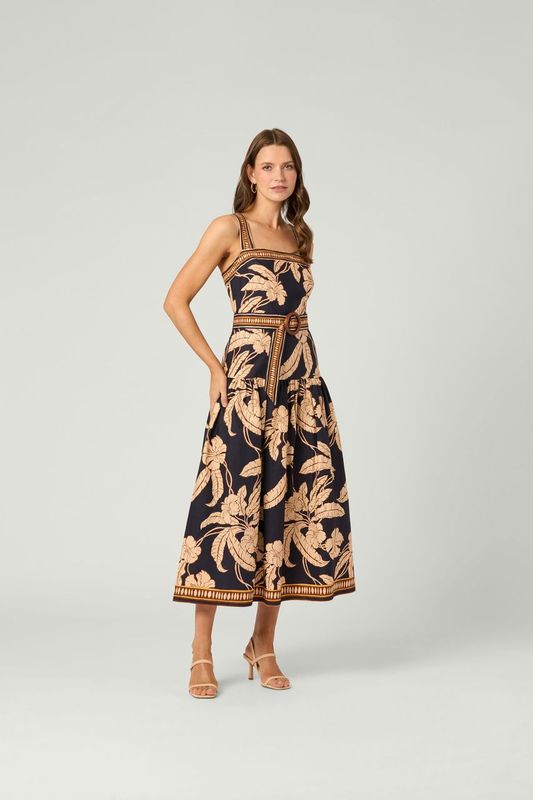 Kora Dress - Navy/Khaki Multi