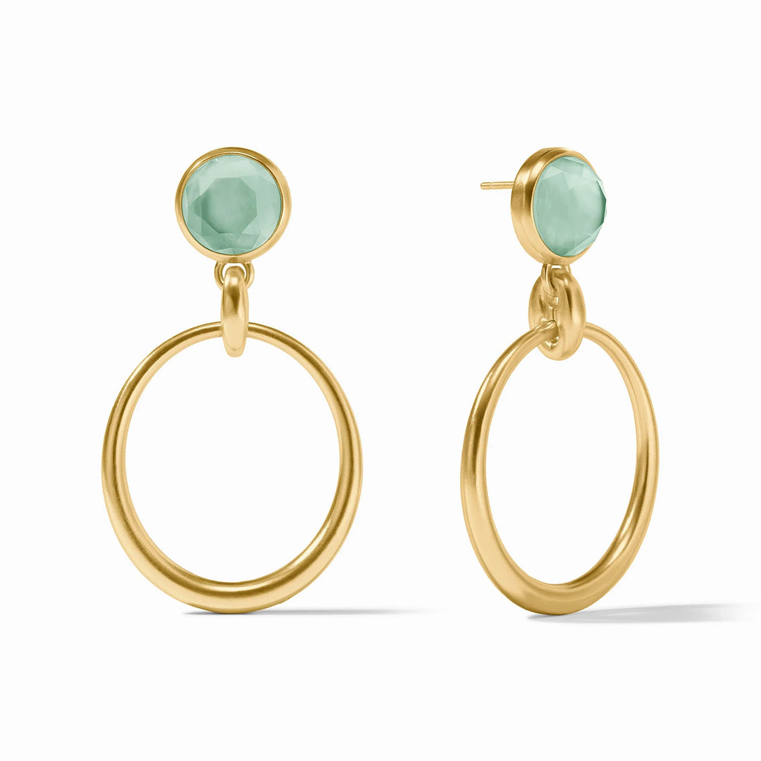Julie Vos Laguna Statement Earring in Iridescent Aquamarine Blue, 24K gold plate, post back, 2.2 inches