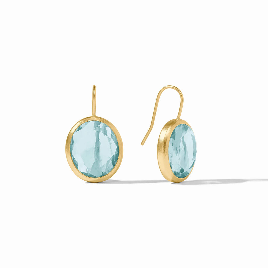 Julie Vos Laguna Stone Earring in Aquamarine Blue, 24K gold plate, French wire, 1 inch