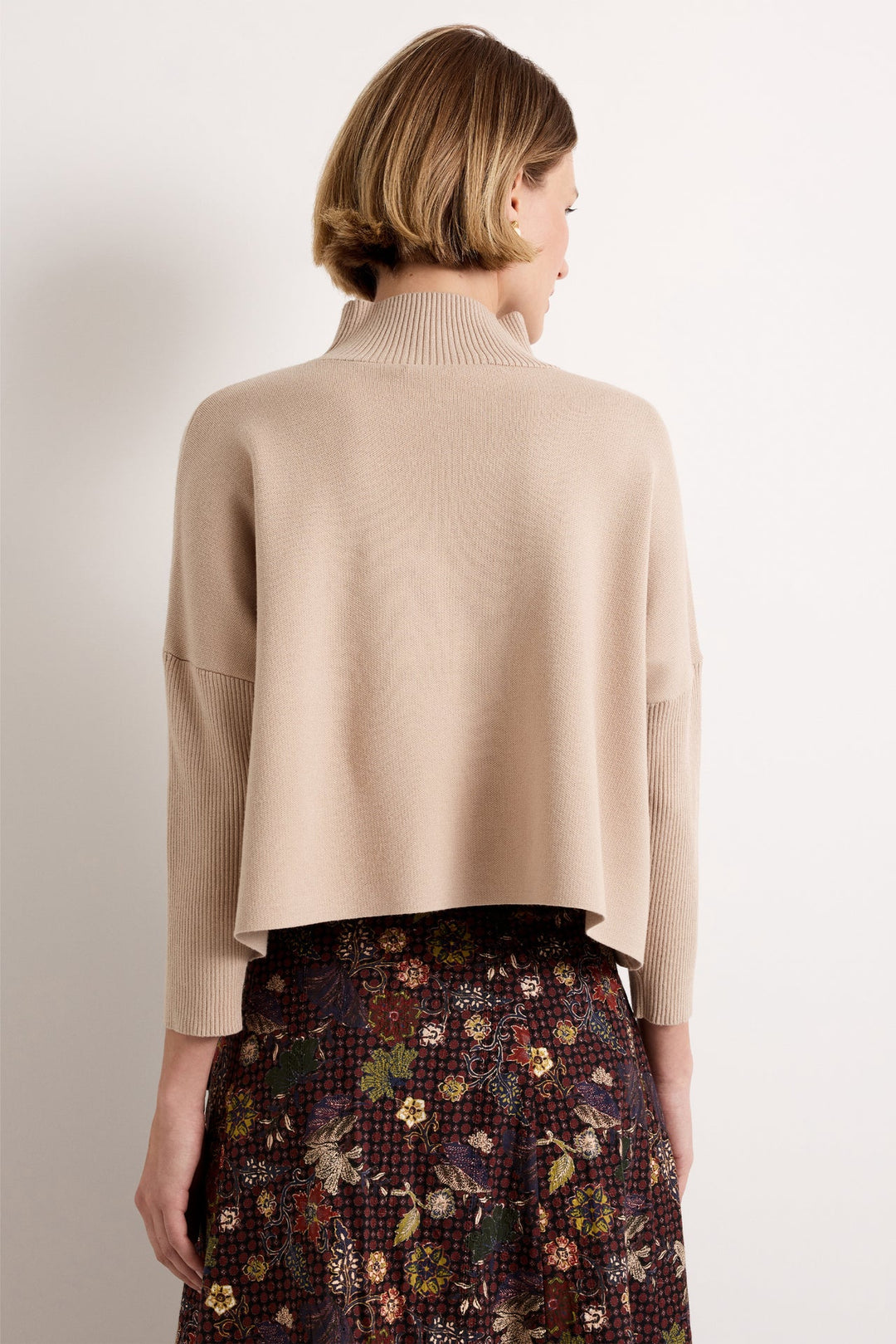 Marie Oliver Claudie Popover in Camel — back view showing boxy silhouette and batwing sleeve