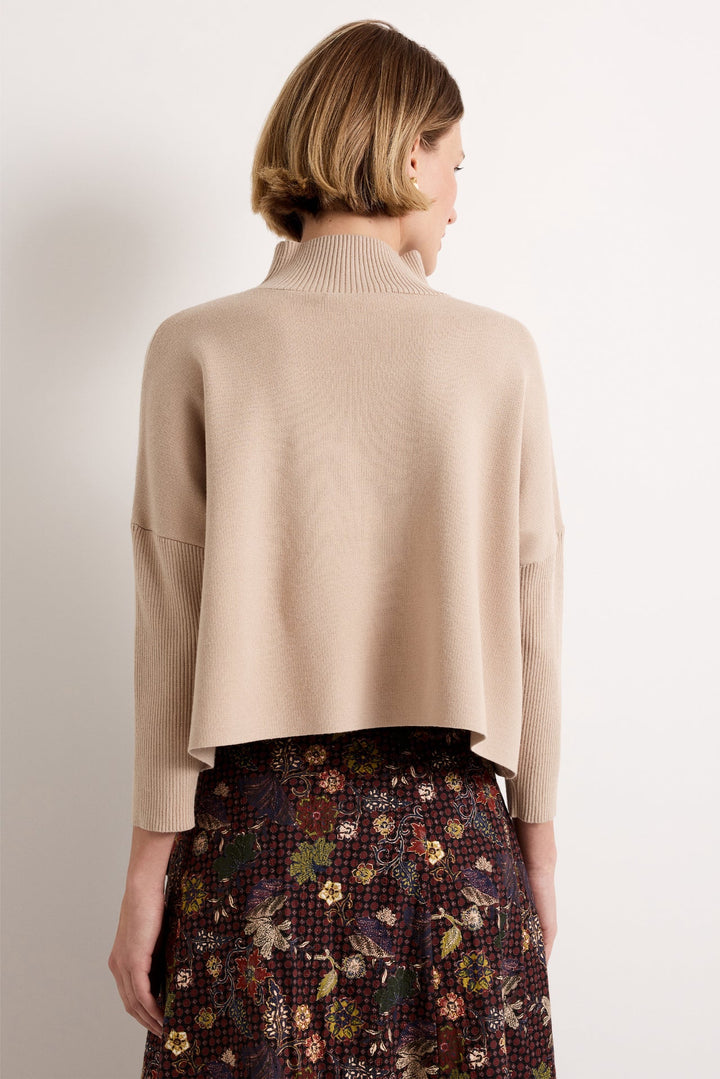 Marie Oliver Claudie Popover in Camel — back view showing boxy silhouette and batwing sleeve