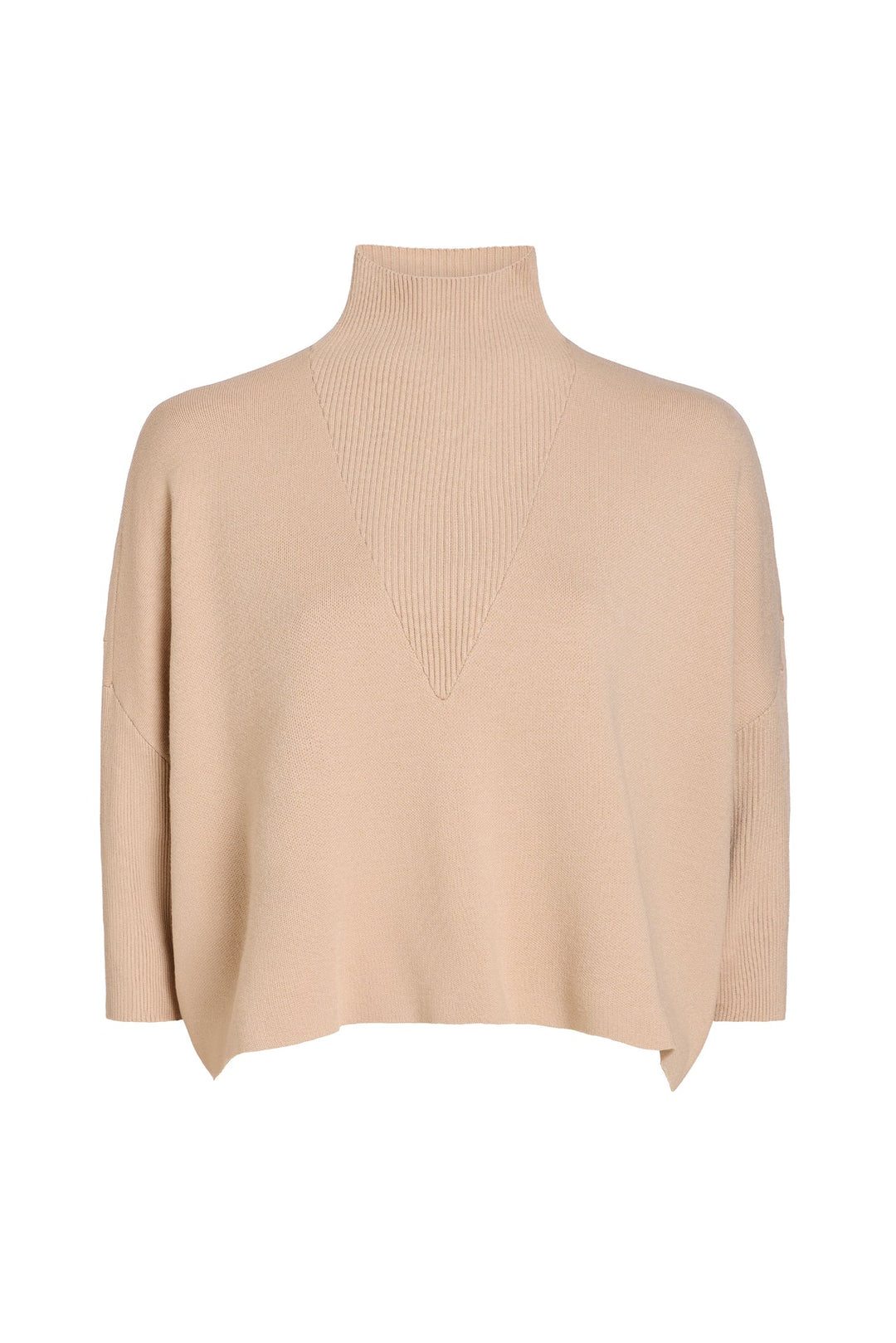 Marie Oliver Claudie Popover in Camel — ghost/flat front view showing full silhouette and neckline