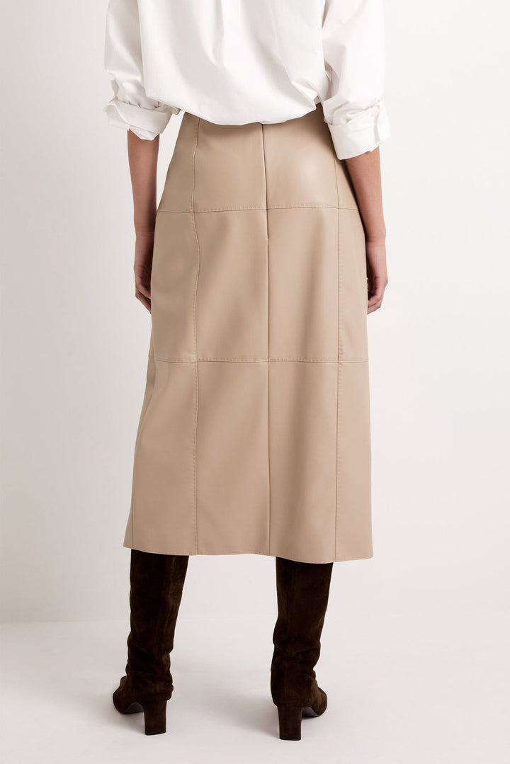 Marie Oliver Elliott Skirt in Oat — back view showing column silhouette