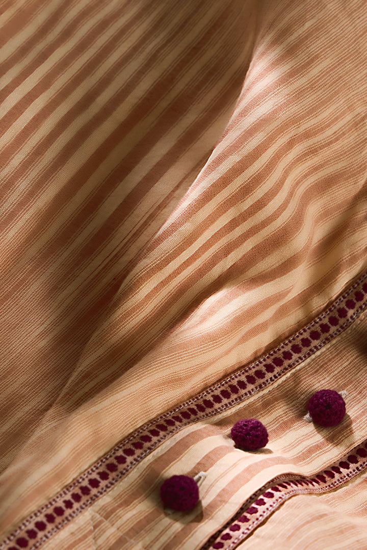 Marie Oliver Jaylen Top in Siena — detail close-up of crocheted buttons and dotted trim