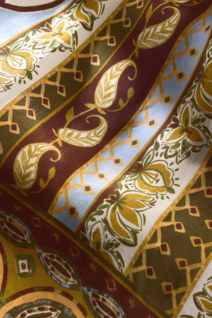 Marie Oliver Nico Shirt in Mirage — detail close-up of paisley and floral border pattern