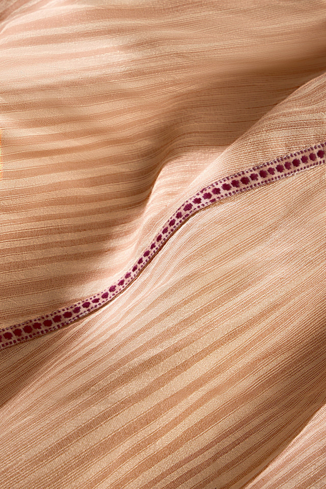 Marie Oliver Sasha Skirt in Siena — detail close-up of striped texture and dotted embroidered trim