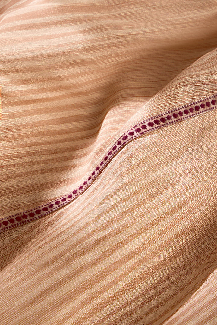 Marie Oliver Sasha Skirt in Siena — detail close-up of striped texture and dotted embroidered trim