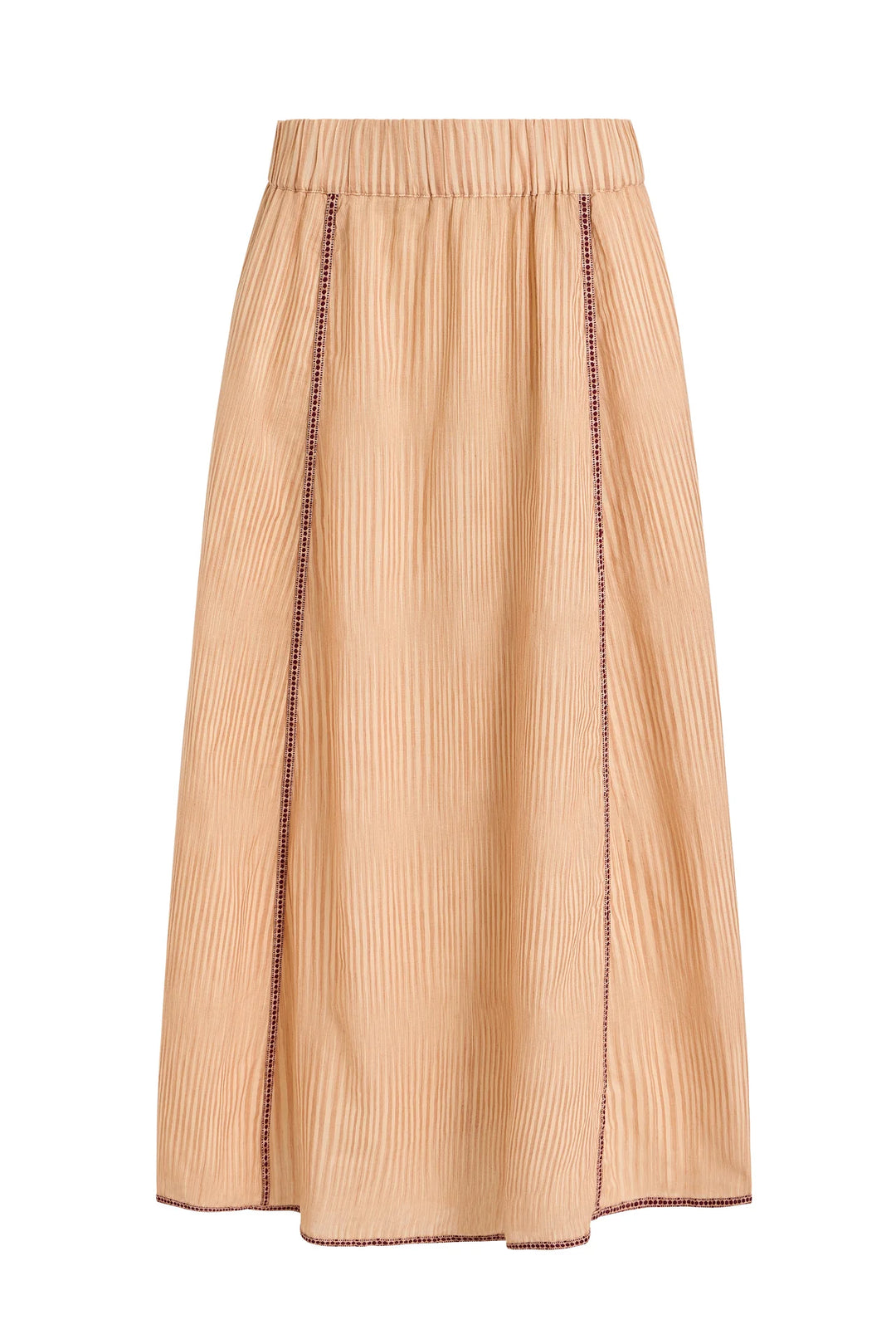Marie Oliver Sasha Skirt in Siena — flat lay, front view showing seaming and hem trim