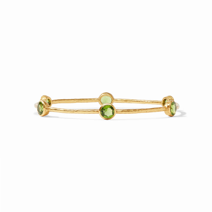 Julie Vos Milano Bangle Bracelet in Palmetto Green, 24K gold plate, imported glass, six stone detail
