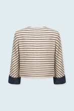 Short Jacket 3/4 Sleeve- Navy Stripe