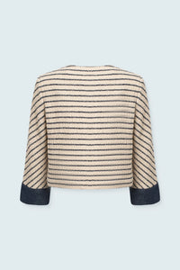 Short Jacket 3/4 Sleeve- Navy Stripe