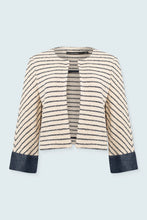 Short Jacket 3/4 Sleeve- Navy Stripe