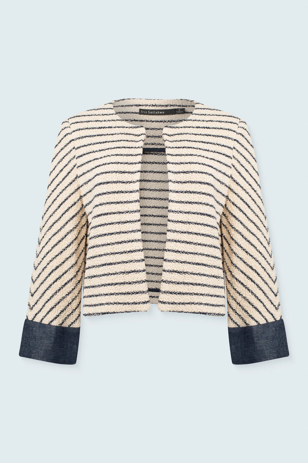 Short Jacket 3/4 Sleeve- Navy Stripe