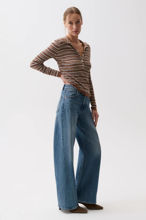 Kyra High Rise Bowed Wide Leg in Eureka