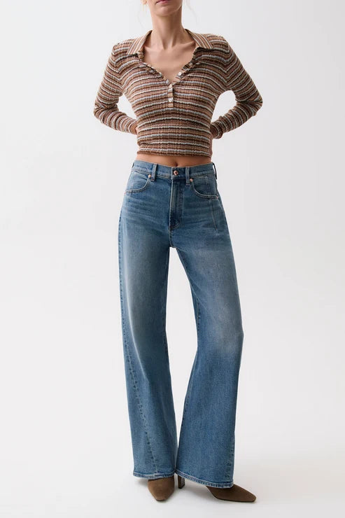 Kyra High Rise Bowed Wide Leg in Eureka