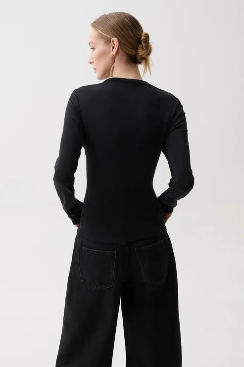 Lena Asymmetrical Knit Top in Black