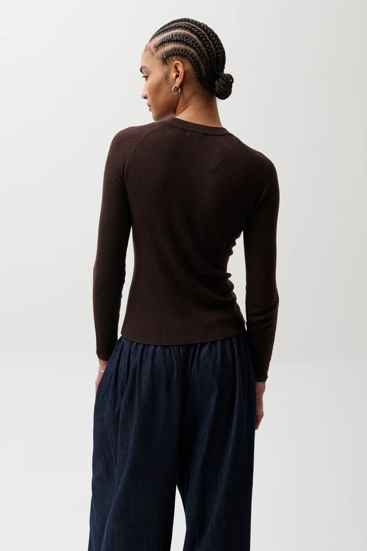 Pistola Juno Feather Weight Sweater Mocha — back view, full length