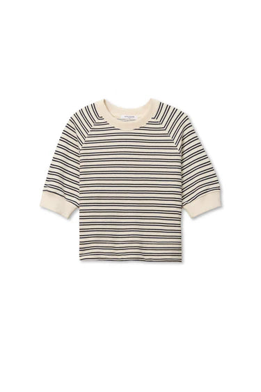 Effie French Terry Bubble Sleeve Sweatshirt - Navy Stripe