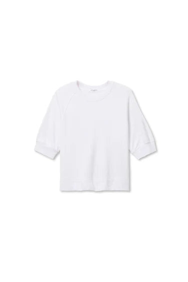 Effie French Terry Bubble Sleeve Sweatshirt - White