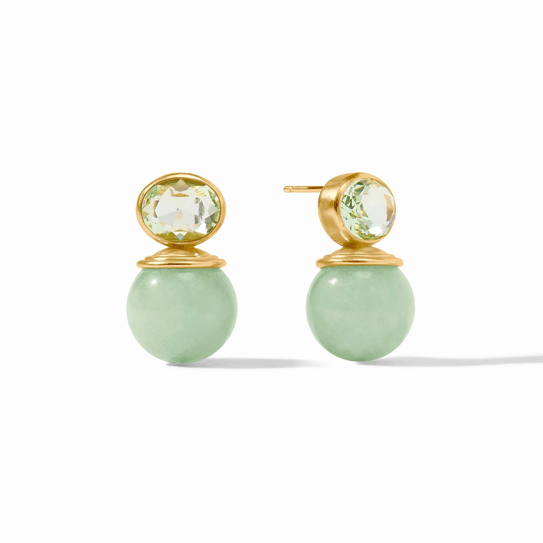 Julie Vos Portofino Earring in Aqua Jade with 24K gold plate, post back, 1 inch