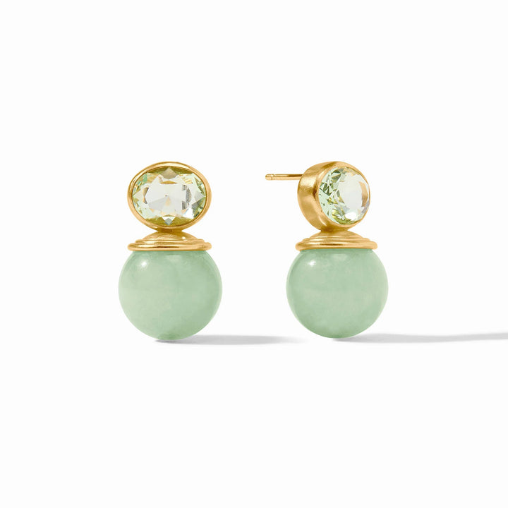 Julie Vos Portofino Earring in Aqua Jade with 24K gold plate, post back, 1 inch