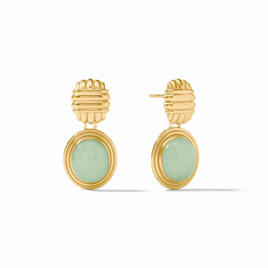 Julie Vos Portofino Stone Earring in Aqua Jade, 24K gold plate, post back, 1.3 inches