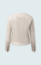 Perforated Leather Moto Jacket- Bone