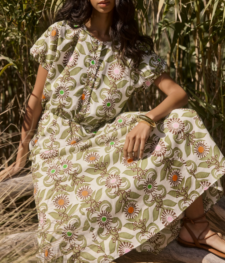 Sasha Pull-On Printed Midi Skirt