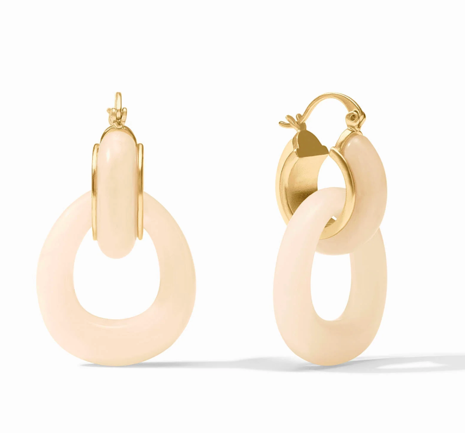 Gold Amalfi 2 ­in­ 1  Earrings in Ivory