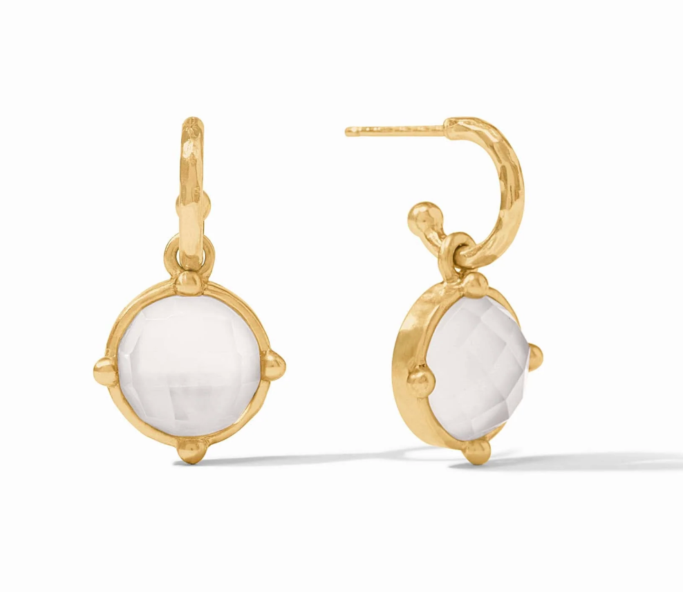 Honeybee Hoop and Charm Earrings in Iridescent Clear Crystal