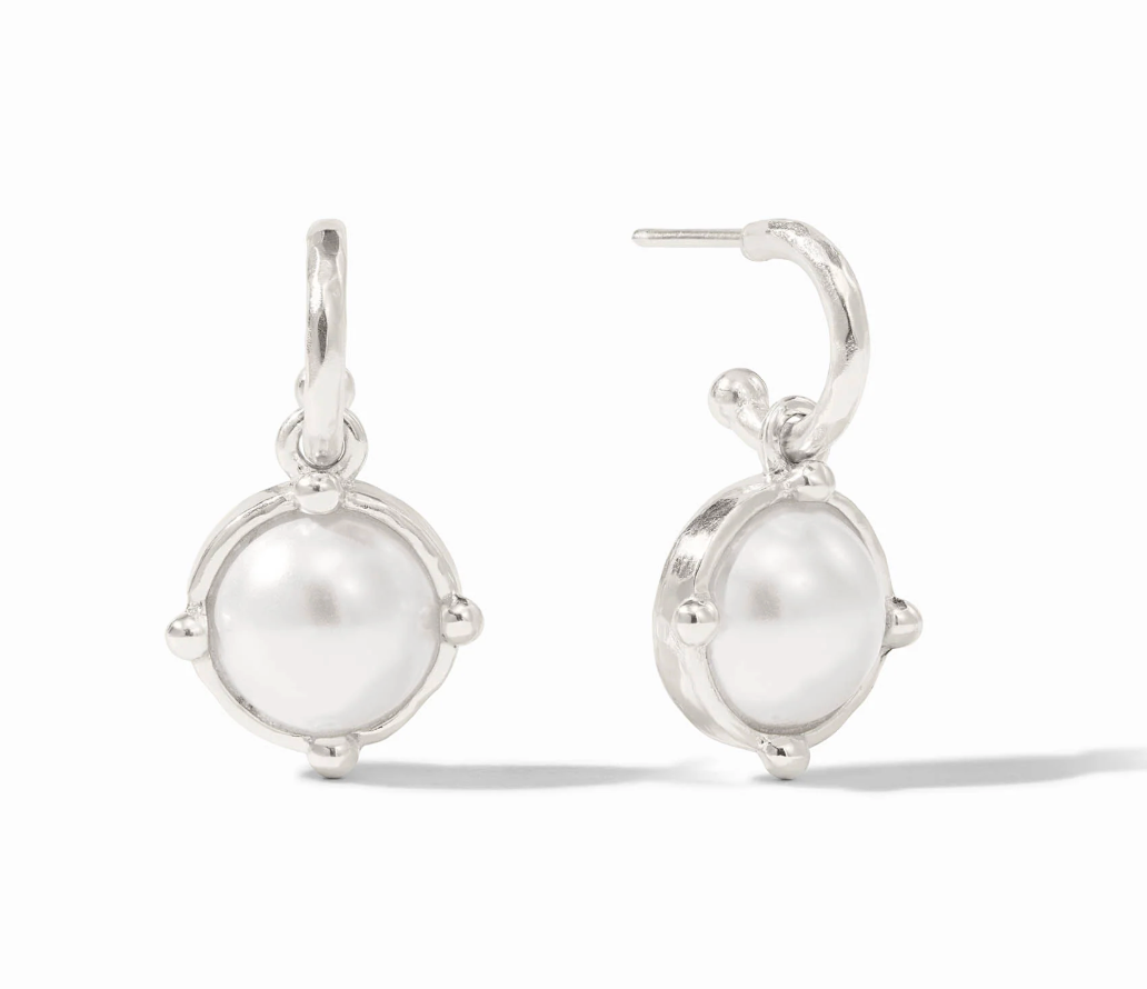 Honeybee Hoop and Charm Earrings in Pearl