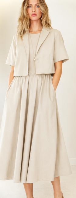 Double Up Dress - Limestone